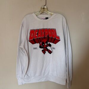 Marvel White Deadpool Crewneck Sweater